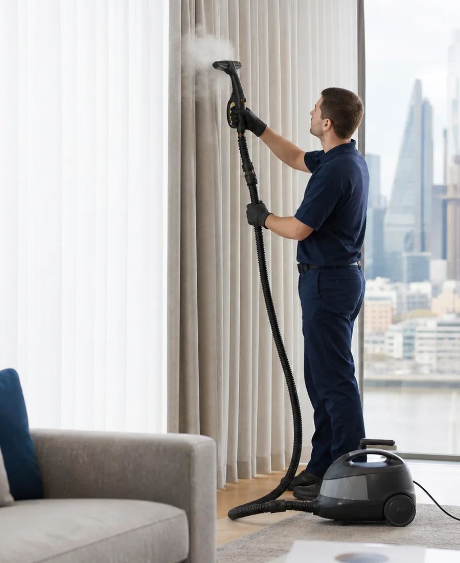 Detailed curtain cleaning work