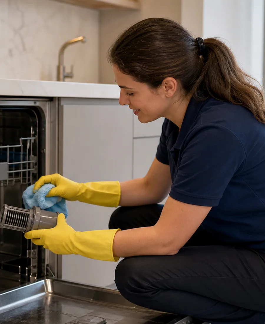 Detailed dishwasher cleaning work
