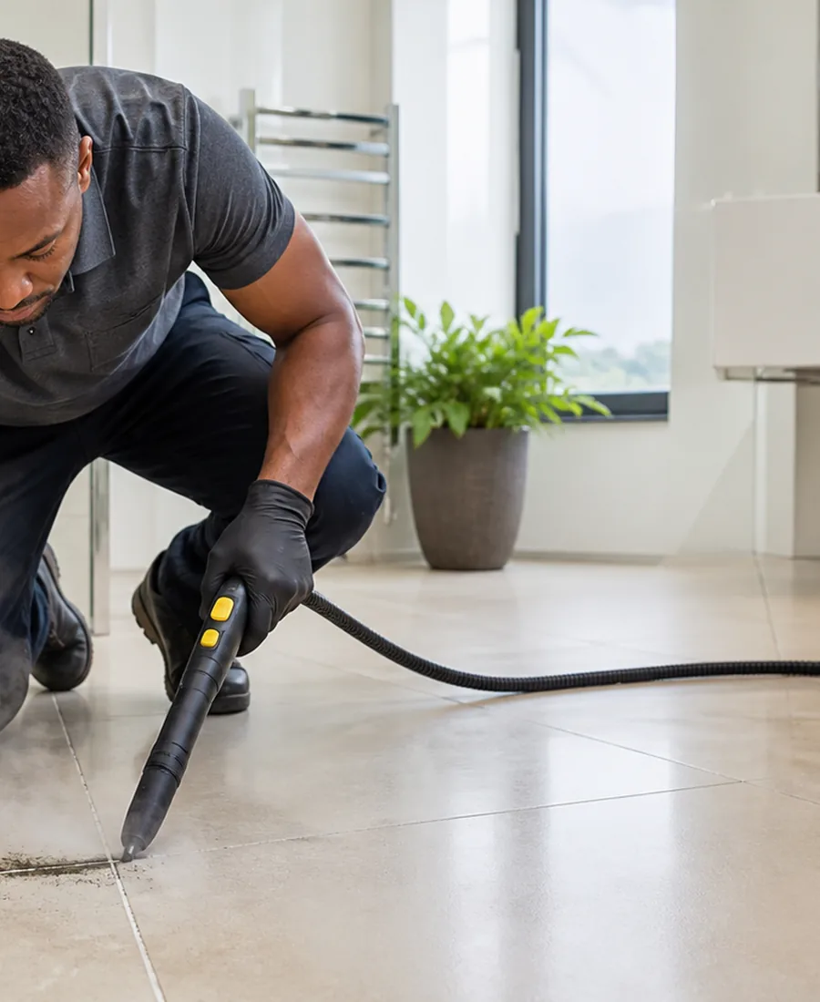 Detailed tile and grout cleaning work